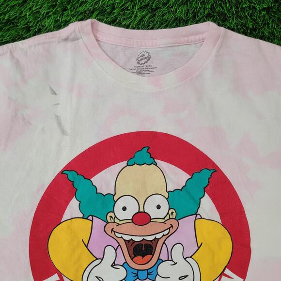 Simpson Krusty-the-Clown Shirt L/XL 22x29 Pink Cartoon Bleached - Picture 6 of 11